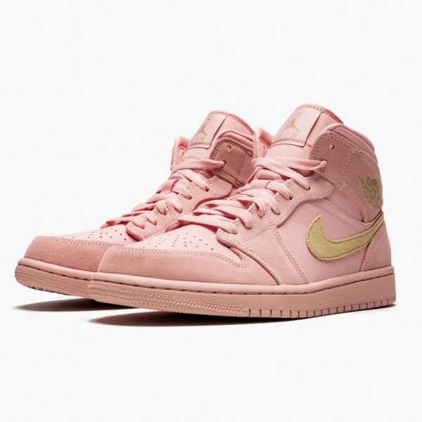 Damen/Herren Air Jordan 1 Mid Coral Gold 852542-600 Turnschuhe