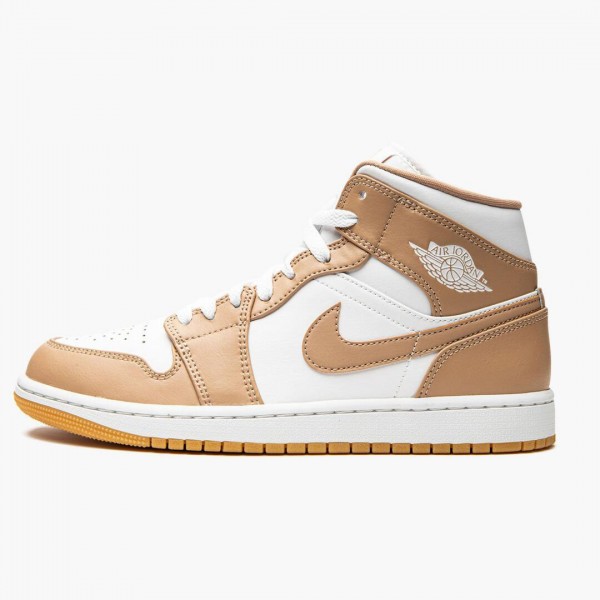 Damen/Herren Air Jordan 1 Mid Tan Gum 554724-271 Turnschuhe