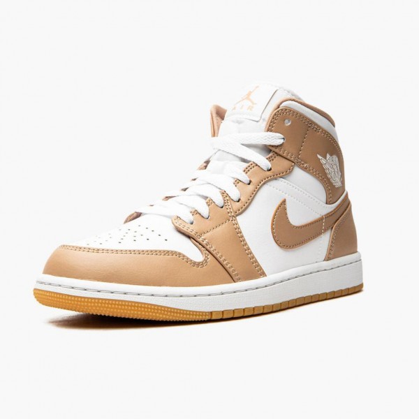 Damen/Herren Air Jordan 1 Mid Tan Gum 554724-271 Turnschuhe