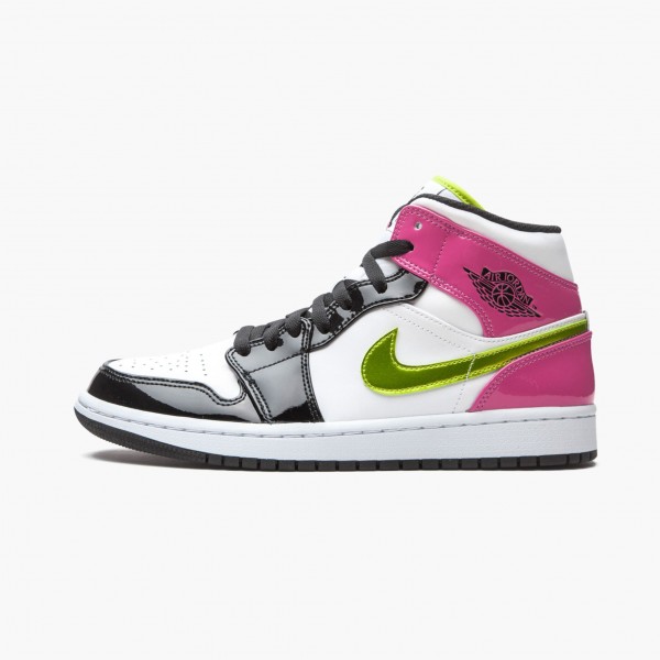 Herren Air Jordan 1 Mid Weiß Schwarz Cyber Rosa CZ9834-100 Turnschuhe