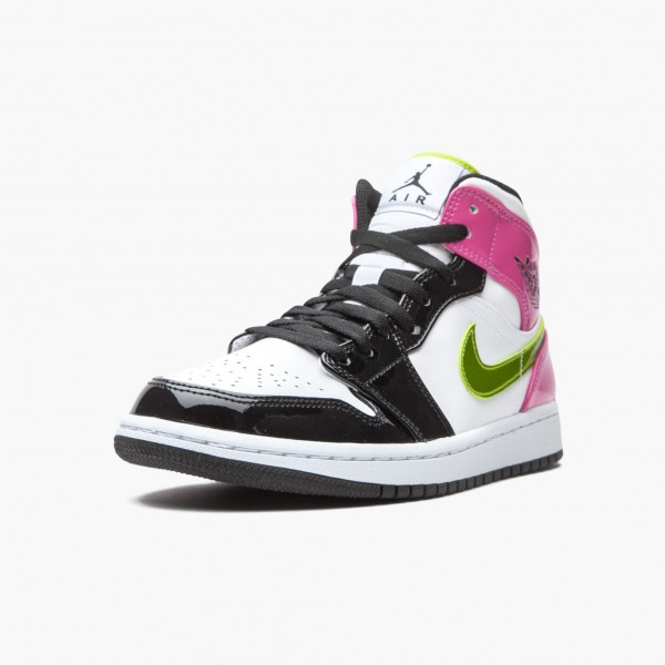 Herren Air Jordan 1 Mid Weiß Schwarz Cyber Rosa CZ9834-100 Turnschuhe