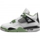 Herren Air Jordan 4 Retro Weiß Oil Grün Dark Ash AQ9129-103 Turnschuhe