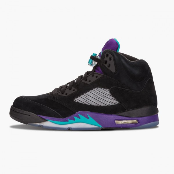 Damen/Herren Air Jordan 5 Retro Schwarz Grape 136027-007 Turnschuhe