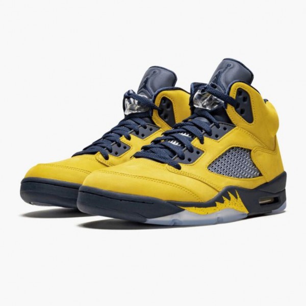 Damen/Herren Air Jordan 5 Retro Michigan 2019 AmarilloCollege Navy CQ9541-704 Turnschuhe