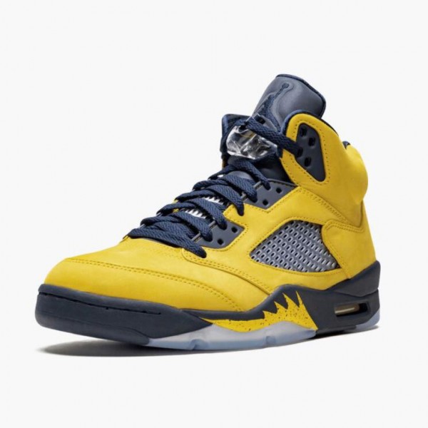 Damen/Herren Air Jordan 5 Retro Michigan 2019 AmarilloCollege Navy CQ9541-704 Turnschuhe