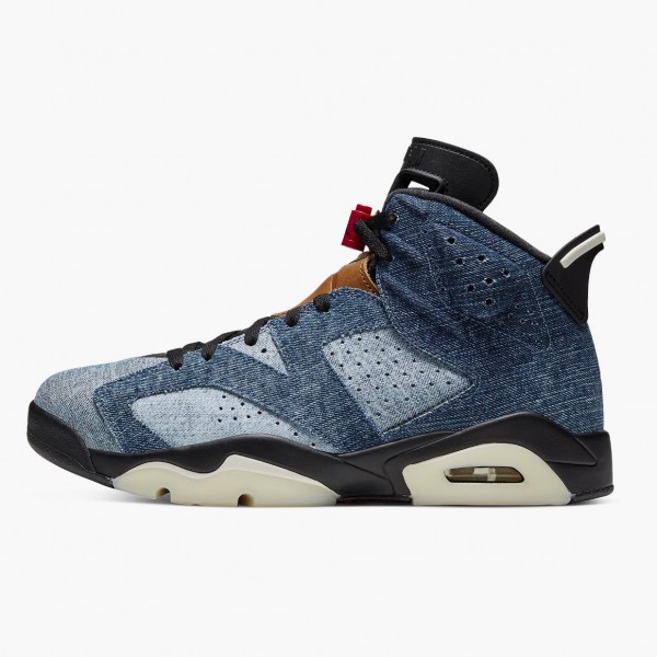 Damen/Herren Air Jordan 6 Retro Washed Denim 384664-060 Turnschuhe