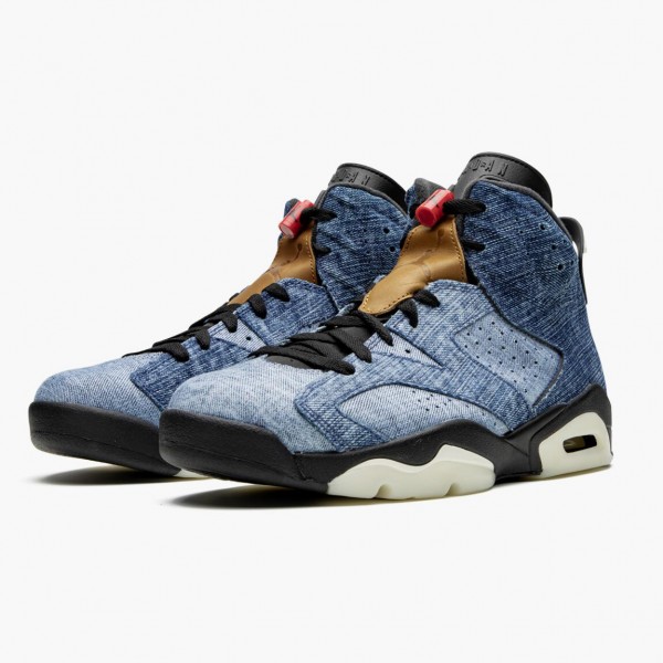 Damen/Herren Air Jordan 6 Retro Washed Denim 384664-060 Turnschuhe