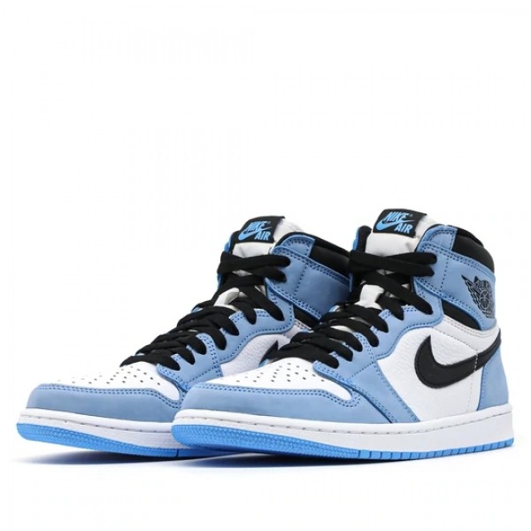 Nike Air Jordan 1 Retro High "White University Blue Black" Damen/Herren AJ1 Sneakers 555088-134