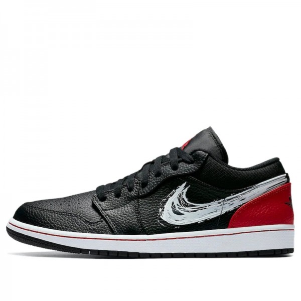 Nike Air Jordan 1 Low "Brushstroke Swoosh Black" Damen/Herren AJ1 Sneakers DA4659-001