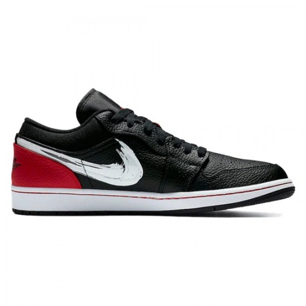 Nike Air Jordan 1 Low "Brushstroke Swoosh Black" Damen/Herren AJ1 Sneakers DA4659-001