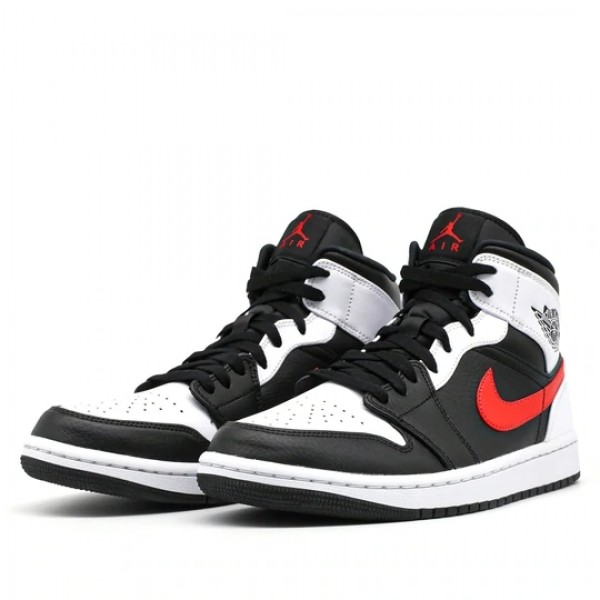 Nike Air Jordan 1 Mid "Black Chile Red White" Herren/Damen AJ1 Sneakers 554724-075