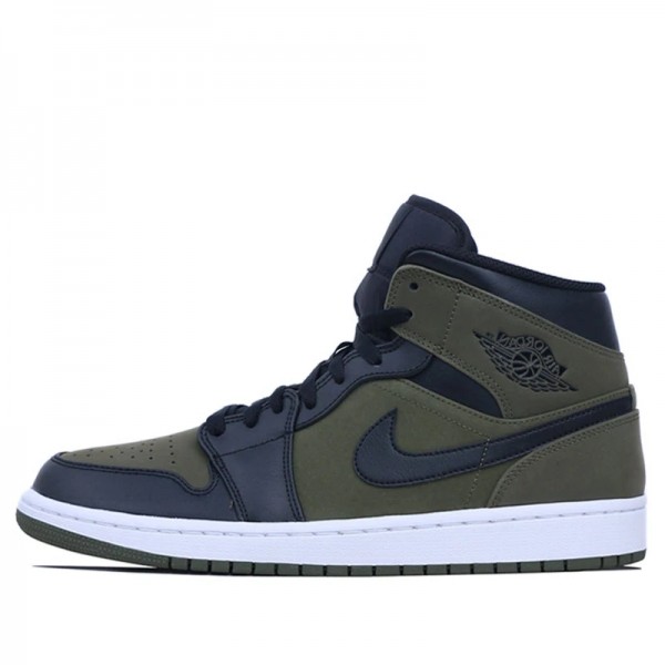 Nike Air Jordan 1 Mid "Olive Canvas" Damen/Herren AJ1 Sneakers 554724-301