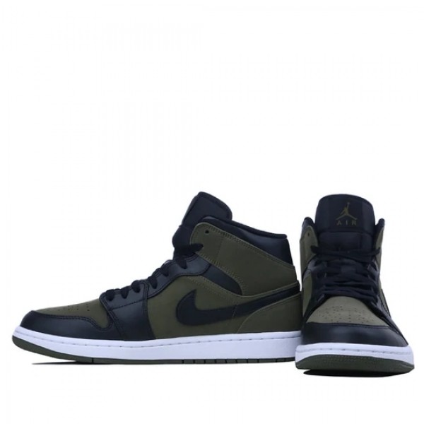 Nike Air Jordan 1 Mid "Olive Canvas" Damen/Herren AJ1 Sneakers 554724-301