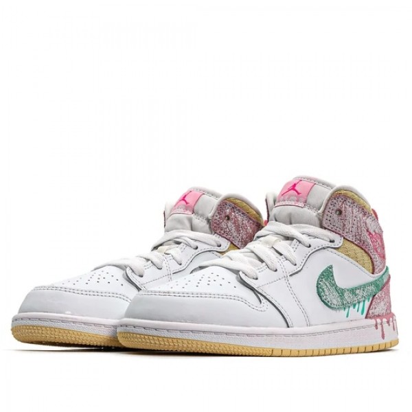 Nike Air Jordan 1 Mid "Paint Drip" Damen AJ1 Sneakers DD1667-100