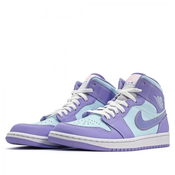 Nike Air Jordan 1 Mid "Purple Aqua" Damen/Herren AJ1 Sneakers 554724-500