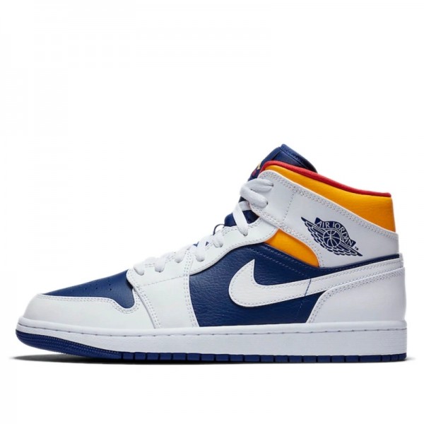 Nike Air Jordan 1 Mid "Royal Blue Laser Orange" Damen/Herren AJ1 Sneakers 554724-131