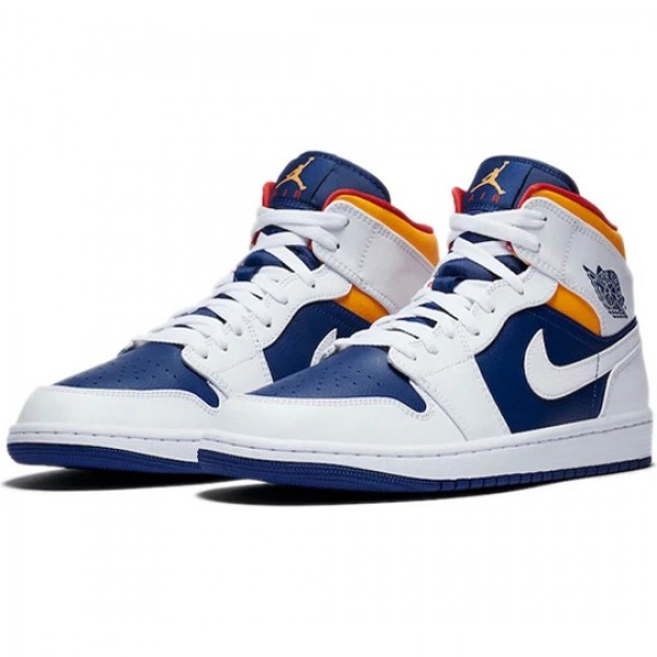 Nike Air Jordan 1 Mid "Royal Blue Laser Orange" Damen/Herren AJ1 Sneakers 554724-131