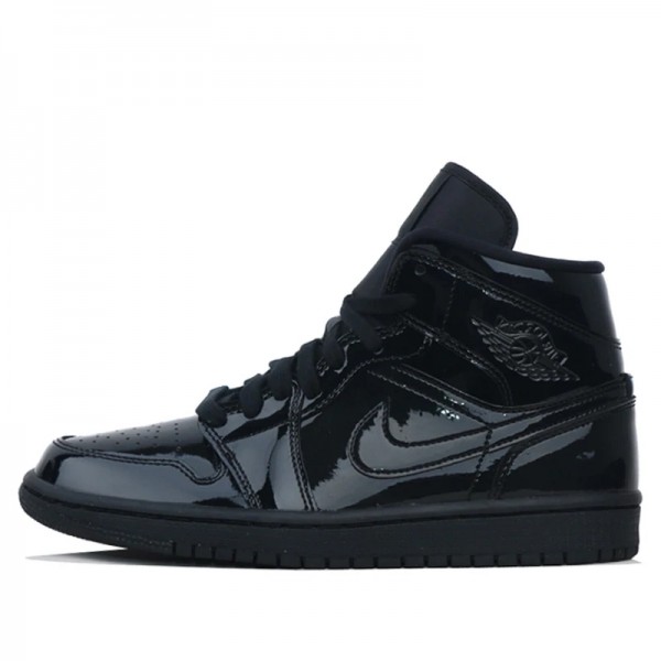 Nike Air Jordan 1 Mid SE "Triple Black Patent" Herren AJ1 Sneakers BQ6472-002