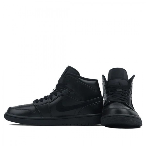 Nike Air Jordan 1 Mid "Triple Black" Damen/Herren AJ1 Sneakers 554724-090