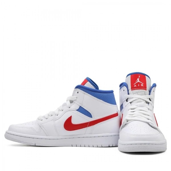 Nike Air Jordan 1 Mid "White Red Royal" Damen/Herren AJ1 Sneakers BQ6472-164