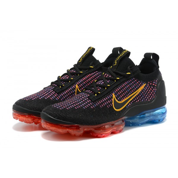 Damen/Herren Air VaporMax 2021 Flyknit Schwarz Rot und Blau Schuhe