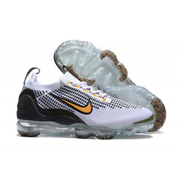 Damen/Herren Air VaporMax 2021 Flyknit Weiß Gelb und Schwarz Schuhe