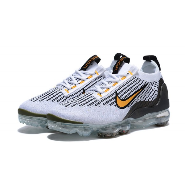 Damen/Herren Air VaporMax 2021 Flyknit Weiß Gelb und Schwarz Schuhe