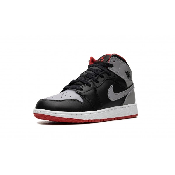 Nike Air Jordan 1 Mid Grundschule Schwarz Grau Rot DQ8423-006 Schuhe